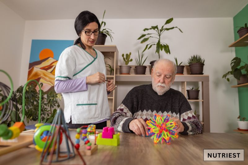 Senior man in therapy session, illustrating beef brain supplement benefits for cognitive health