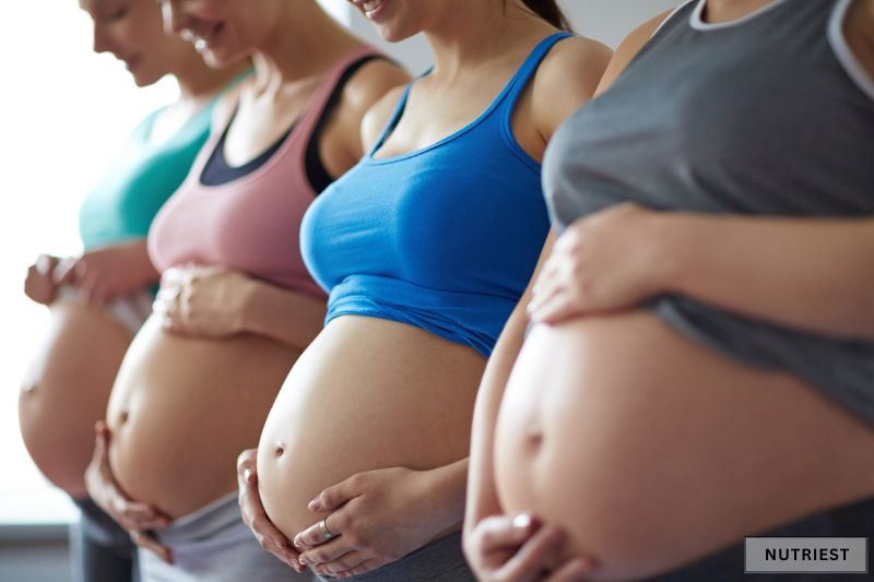 Group of pregnant women holding bellies, highlighting can you take collagen while pregnant