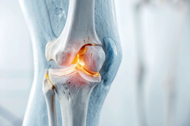 Bone marrow benefits linked to joint health, showing knee structure supported by nutrient rich marrow.