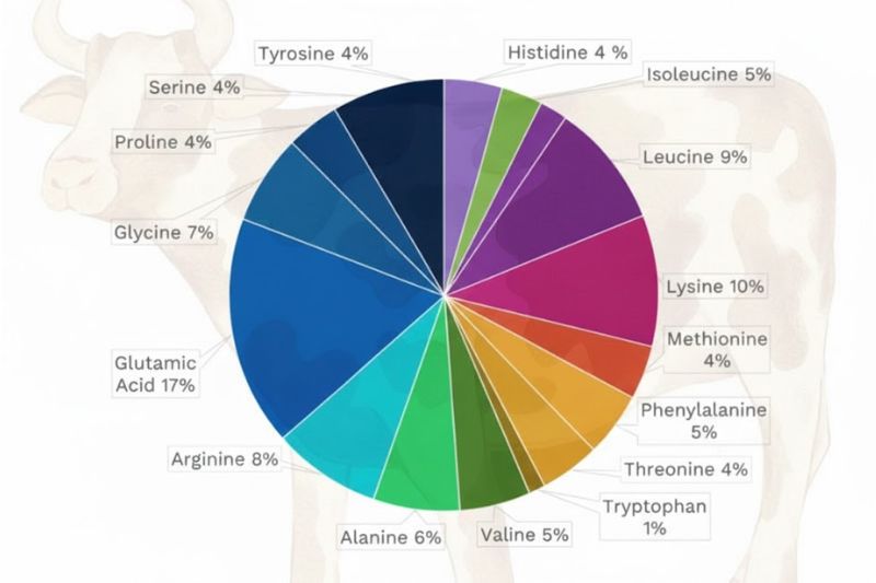 Beef heart benefits shown in amino acid profile chart highlighting high protein nutrients